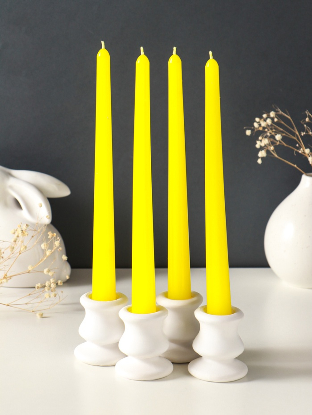 Набор свечей античных, 2.3×24.5 см, 5 ч, 55 г, 4 шт., жёлтый