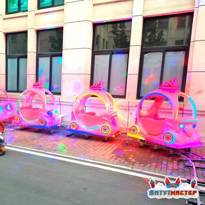 Детский поезд на рельсах с подсветкой «Принцесса», 5 кареток, 10 мест