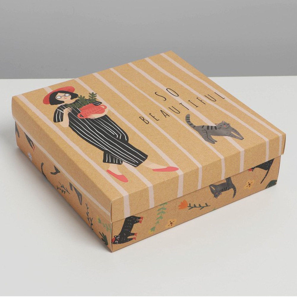 Коробка складная «Кошки», 26х26х8 см