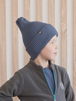 Шапка вязаная-резинка хлопковая КЭП(Синий пепел)