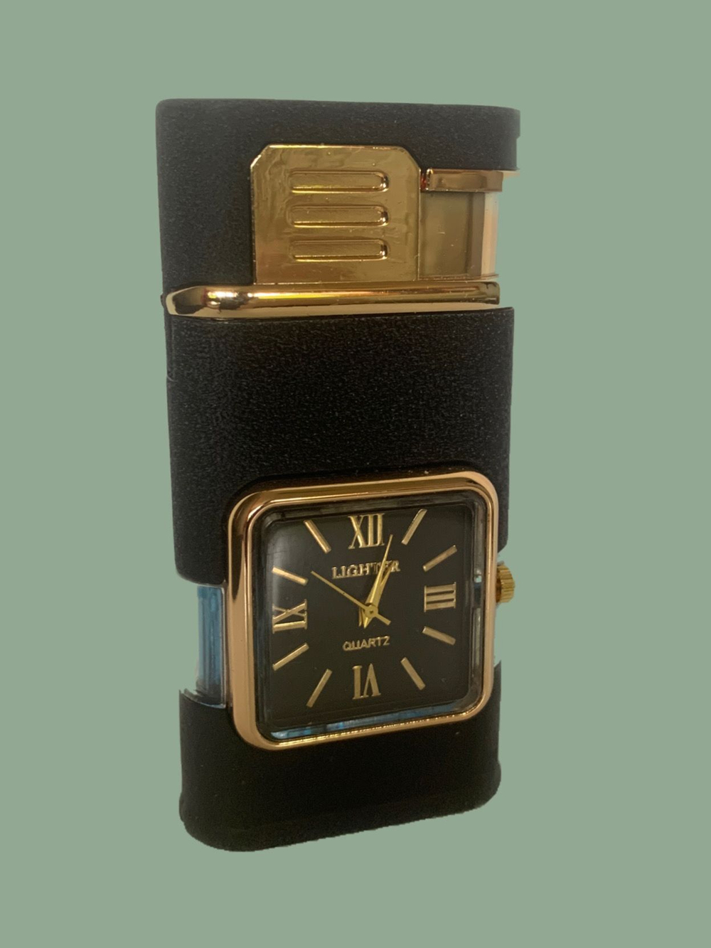 газовая зажигалка часы, черный мат.2
