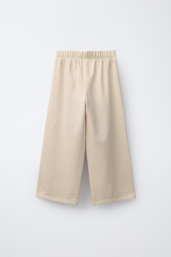 ZARA КОМПЛЕКТ: ТОЛСТОВКА И БРЮКИ WIDE LEG С НАДПИСЬЮ, ЦВЕТ СЛИВОЧНОГО МАСЛА