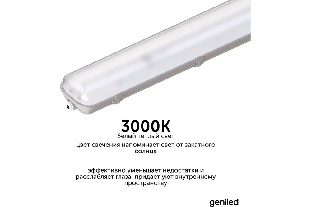 Светильник Geniled ЛСП Standart (аналог 2x18) 600 IP65 20Вт 3000К Матовый