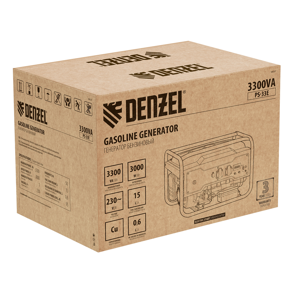 Генератор бензиновый Denzel PS-33E с электростартером