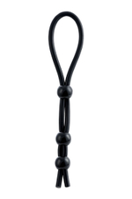 Черное лассо на пенис с тремя бусинами (Цвет: черный)