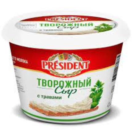 Сыр творожный President с травами 140 гр