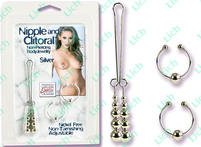 Зажим на половые губы с cеребряными шариками