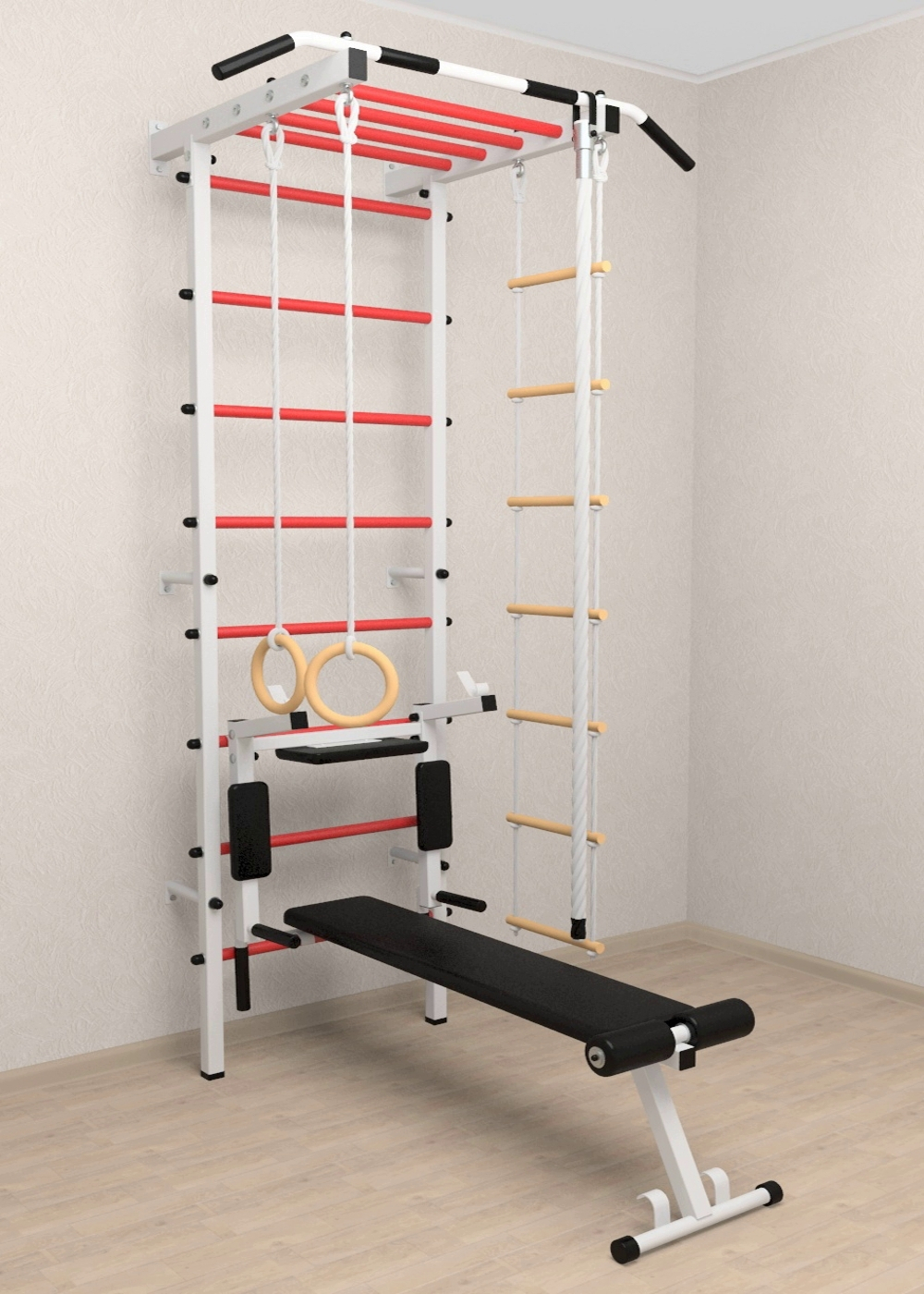 Шведская стенка Sv Pro рукоход 855 (Турник Pro рукоход/Брусья/стойка/Скамья/Канат/Kольца/Лестница)