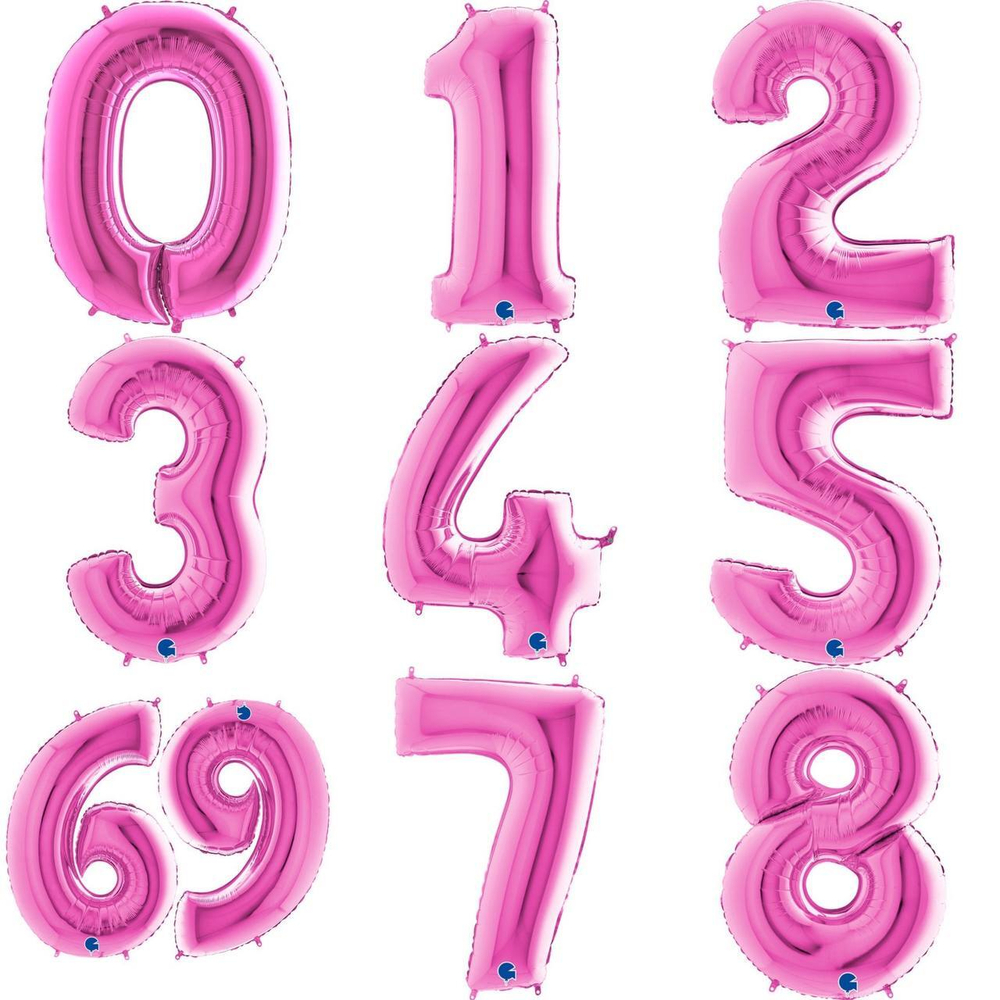 Фольгированные цифры 102 см с гелием (фуксия - металлик)
