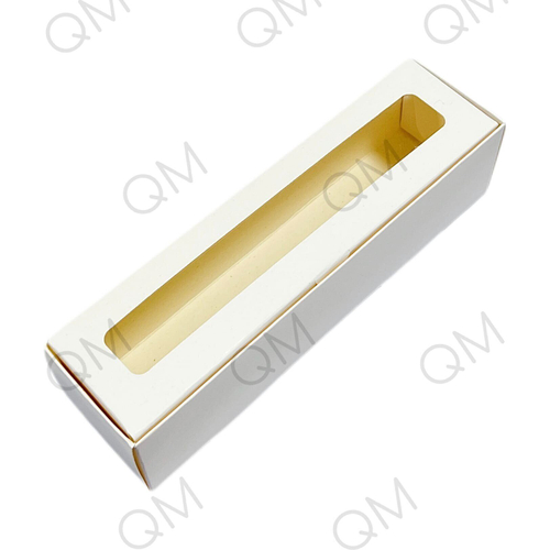 Коробка для макарон и др. кондитерских изделий с окошком 210*55*55 мм (белый)