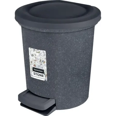 Ведро мусорное с педалью Stone 6 л темный камень