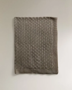 ZARA HOME ДЕТСКИЙ ПЛЕД С РЕЛЬЕФНЫМ УЗОРОМ, СЕРЫЙ