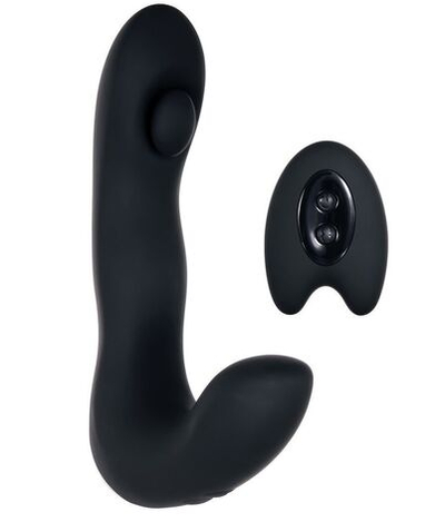 Черный вибромассажер простаты с пультом ДУ Tap It - 14,6 см. (Цвет: черный)