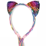 Ободок карнавальный с косой «Радужная кошка» 40 см, микс