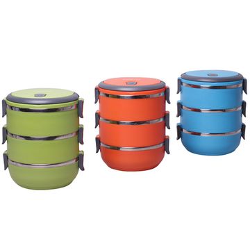 Ланч бокс тройной 2100 мл. круглый Kamille KM-2107 (пластик, нержавеющая сталь)