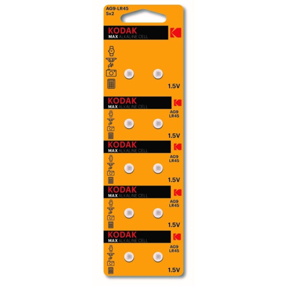 Батарейки Kodak AG9 LR936, LR45 [KAG9-10] MAX Button Cell | Кнопочные (часовые)