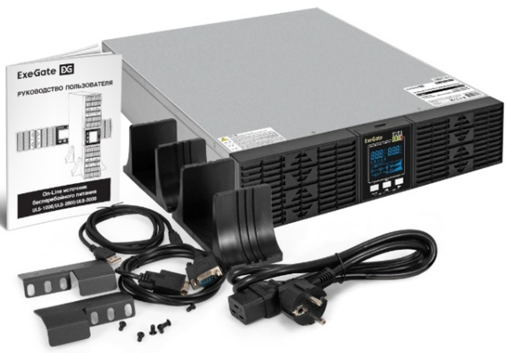 Источник бесперебойного питания Exegate PowerExpert ULS-2000.LCD.AVR.6C13.USB.RS232.SNMP.BC.2U