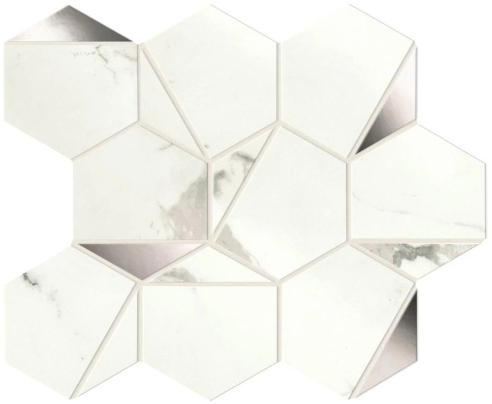 Мозаика ATLAS CONCORDE MARVEL SHINE Statuario Supremo Platino Hex Shiny 25,1x29 A4WV