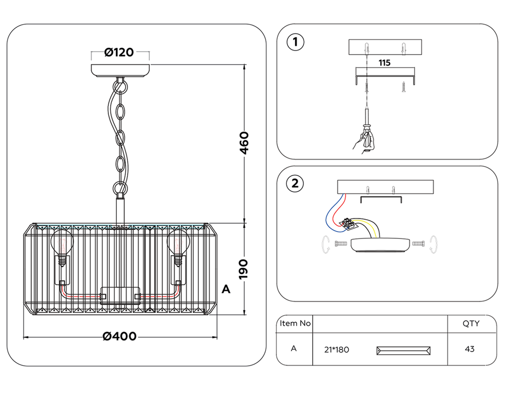 Ambrella Подвесная люстра с хрусталем Loft TR5810