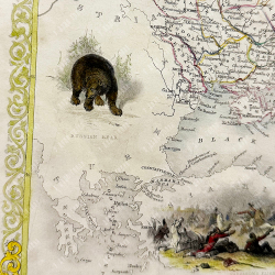 Рапкин Дж. Карта западной части России в Европе. Акварель, гравюра на стали. 1851