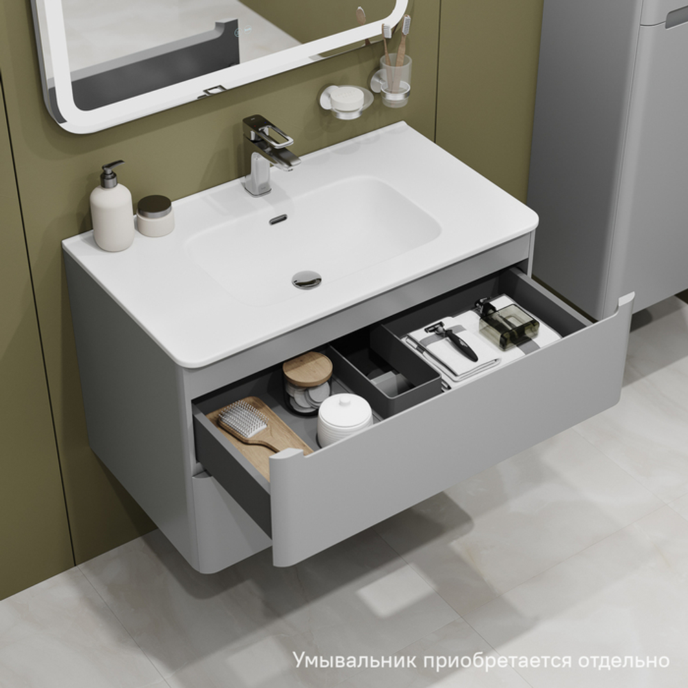 Тумба подвесная IDDIS Edifice, 80 см, светло-серый, EDI80L0i95