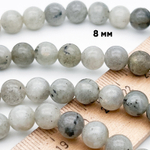 Лабрадорит бусины, размер около 8-8,1 мм, цена за 23-24 шт (1/2 нити)