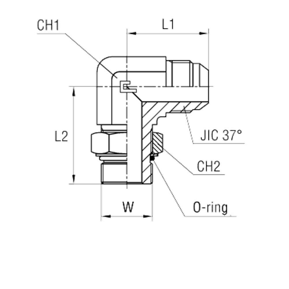 Штуцер FRA90 JIC 1/2 - UNF 9/16
