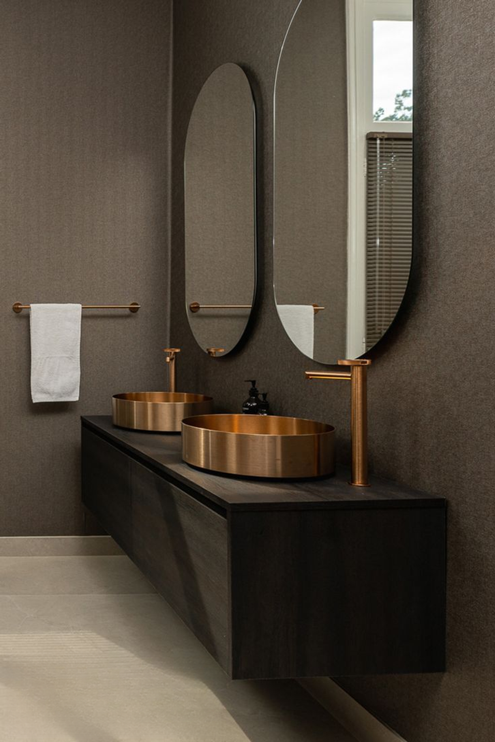 Смеситель для раковины Gessi Anello, высокий, длинный излив, цвет Copper PVD