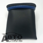 Подставка под телефон (мешок) черный КОЖА с Синей окантовкой