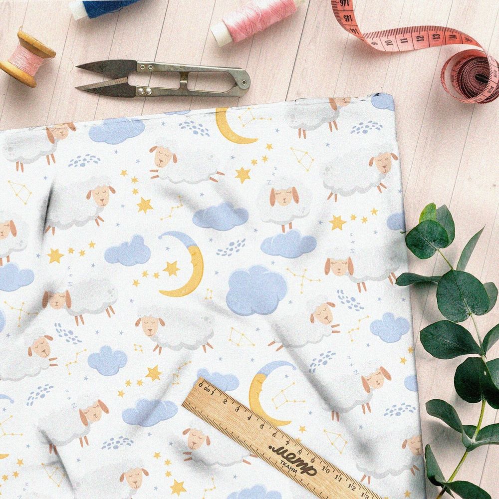 Ткань таффета овечки в облаках