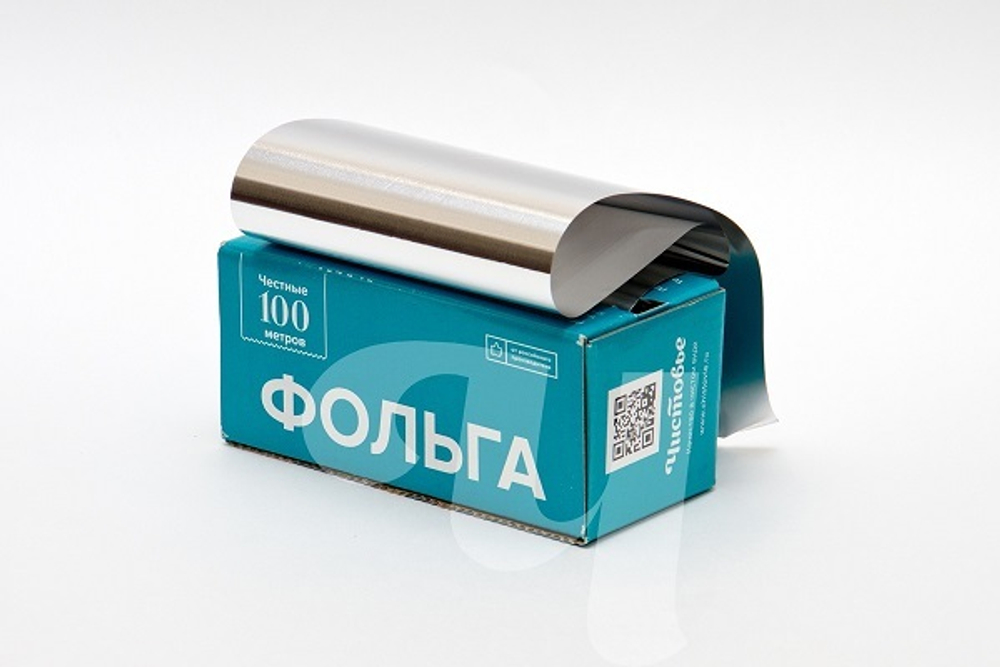 Чистовье Фольга 16 мкр 12 см х 100 м серебро "Чистовье" в коробке