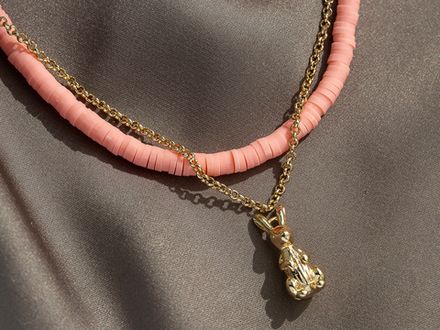 Нить каучуковых бусин 4мм, персиковый