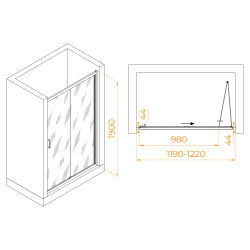 Душевая дверь складная «Книжка» в нишу RGW PA-21B (1200)