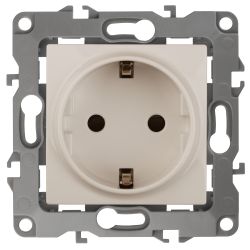 12-2102-02 ЭРА Розетка 2P+E Schuko со шторками, 16A-250В, IP20, Эра12, слоновая кость