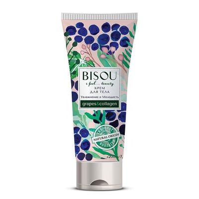 Крем для тела Увлажнение и молодость BISOU Body Cream Grapes & collagen 200 мл