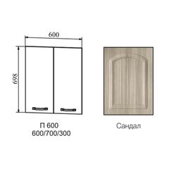 Фасад Монако Сандал П 600, ДСВ Мебель