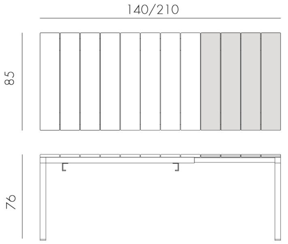 Стол металлический раздвижной Nardi Rio Alu 140 Extensibile, тортора
