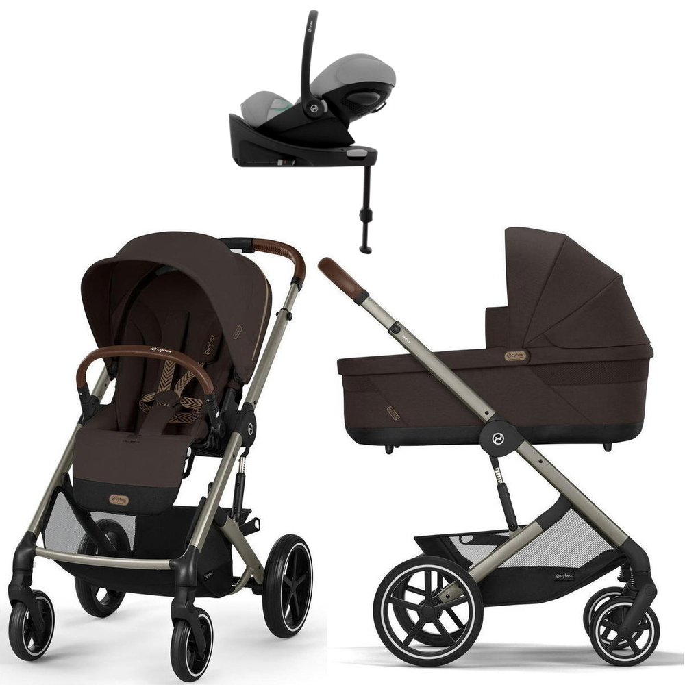 Коляска Cybex Balios S Lux TPE complete Cloud G Stone Grey Plus Base G 4 в 1 Chocolate Brown с дождевиками