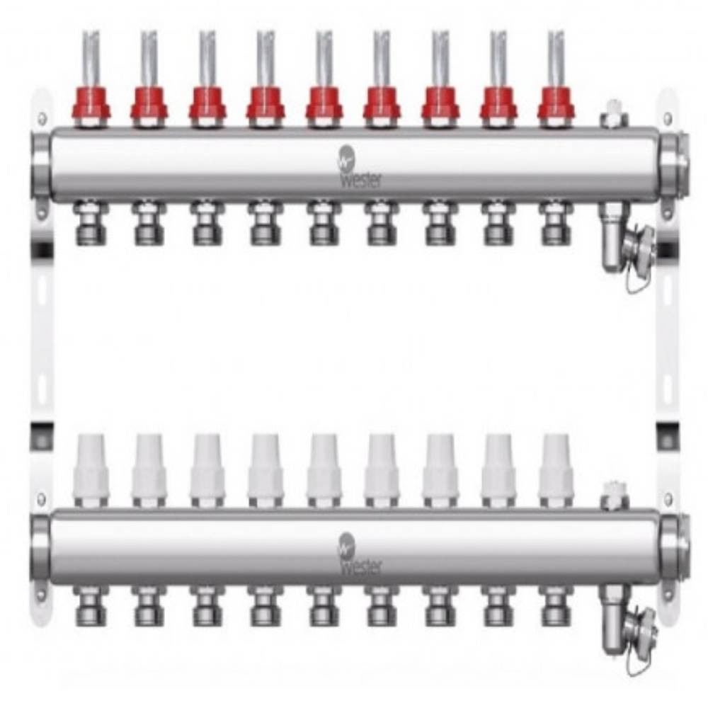 Коллектор Wester нерж. 1"-3/4 в сборе с расходомерами на 9 выходов, W902.9