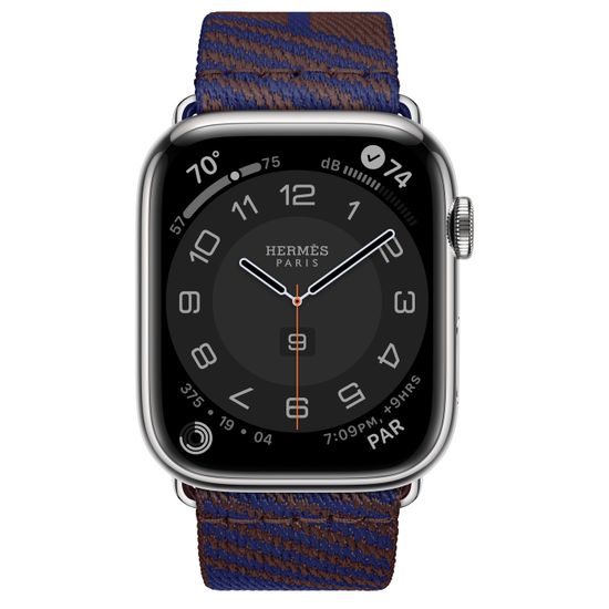 Apple Watch Hermès 45mm Silver Stainless Steel Case with Jumping Single Tour Rouge Sellier/Bleu Saphir