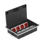 Лючок в пол 16 мод. (8 мод. 45х45 мм.) верт. установка,  крышка ABS +гальванизированная стальная