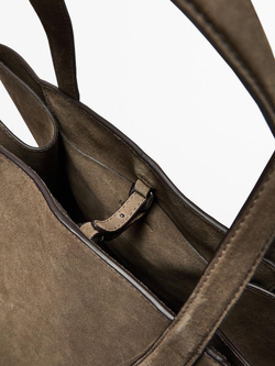 Massimo Dutti Большая замшевая сумка-шопер, серый