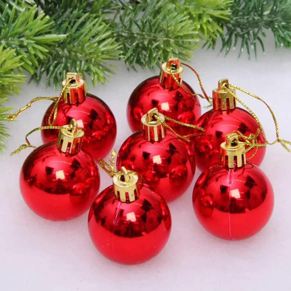 Новогодние шары 4 см (набор 24 шт) «Глянец», красный