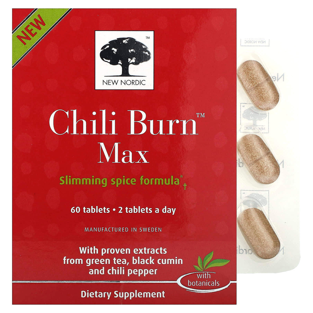 New Nordic, Chili Burn Max, 60 таблеток