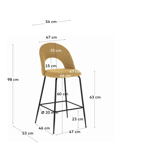 Полубарный стул Mahalia 63 см горчичный
