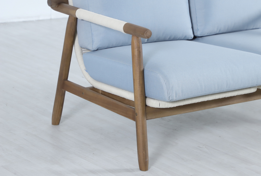 Диван деревянный двухместный Tagliamento Apoyo, грецкий орех, голубой