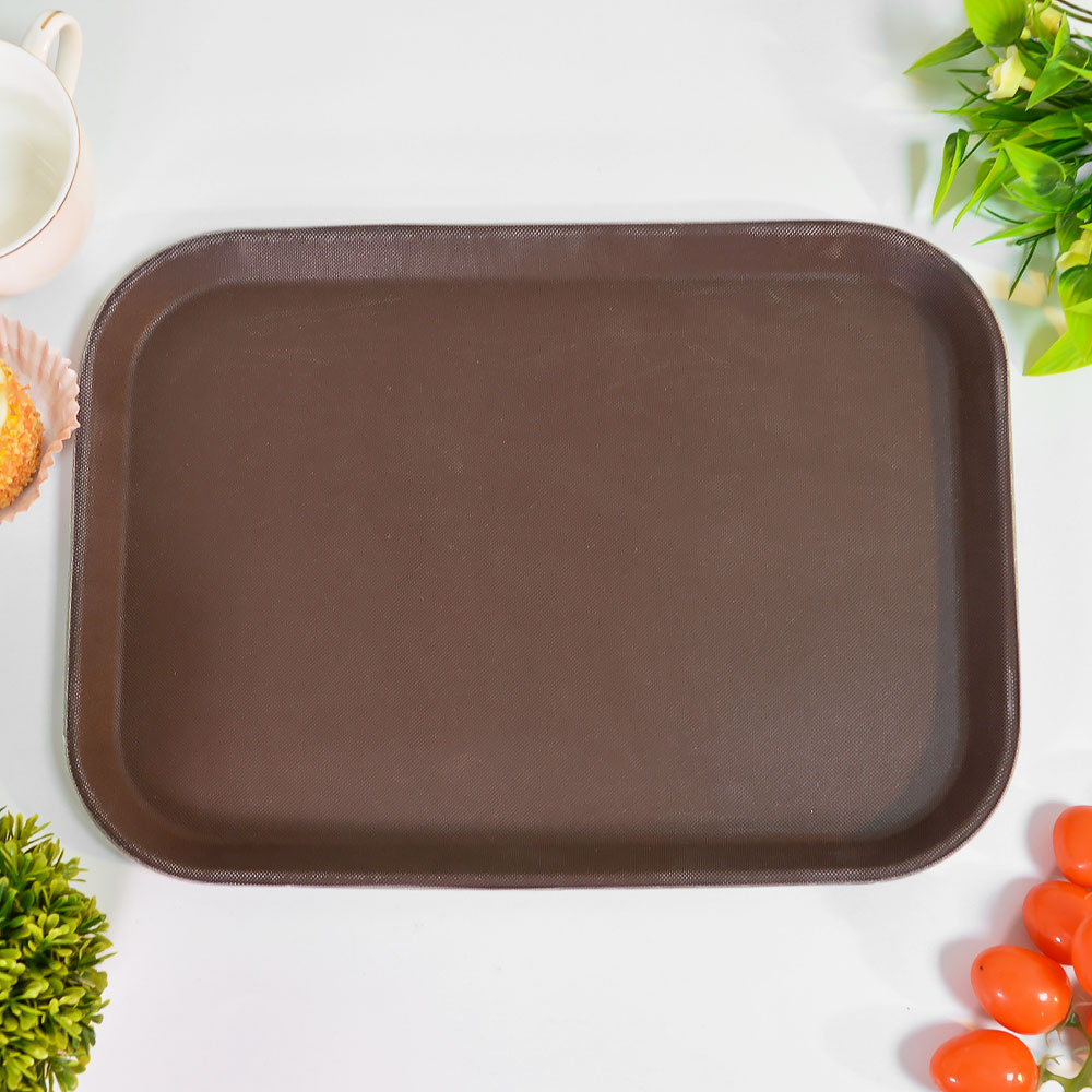 Поднос 35*27см прорезиненный антискользящий, коричневый