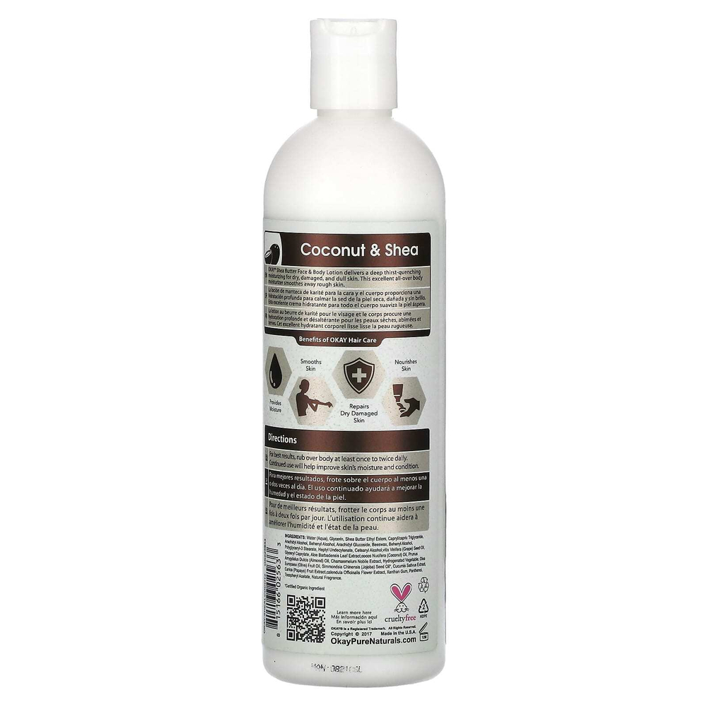 Okay Pure Naturals, Лосьон для рук и тела, кокос и ши, 355 мл (12 жидк. унц.)