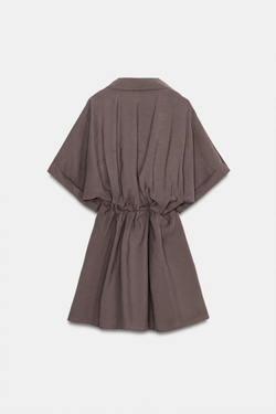 ZARA КОРОТКОЕ ПЛАТЬЕ НА ЗАПАХ, КОРИЧНЕВЫЙ