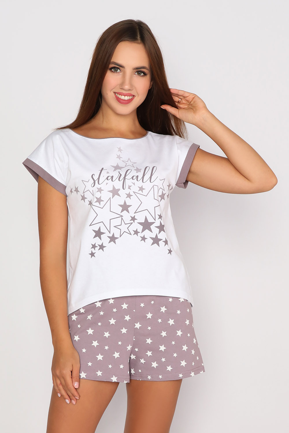 Пижама женская "ГАЛАКТИКА" футб+шорты КЖ 0213